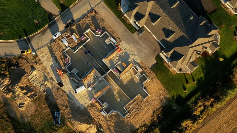 New construction house aerial view